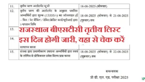 Rajasthan BSTC 3rd List 2025: बीएसटीसी तृतीय सूची 18 अगस्त को जारी, जानिए चेक करने का तरीका और जरूरी दस्तावेज