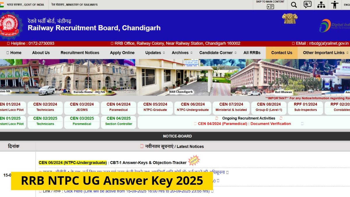 RRB NTPC UG Answer Key 2025 जारी: ऐसे करें डाउनलोड, दर्ज करें आपत्ति और जानें 3693 पदों का पूरा विवरण
