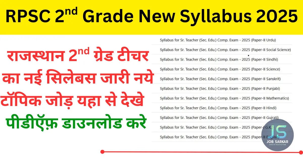 RPSC 2nd Grade Syllabus in Hindi Pdf Download 2025