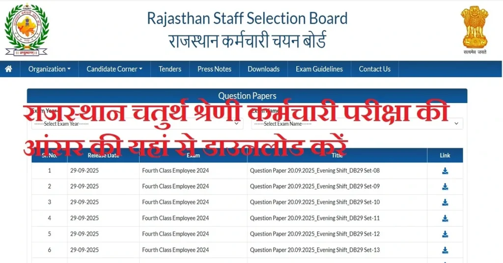 Rajasthan 4th Grade Answer Key 2025: राजस्थान चतुर्थ श्रेणी कर्मचारी आधिकारिक उत्तर कुंजी जारी, Shift Wise Download लिंक यहां