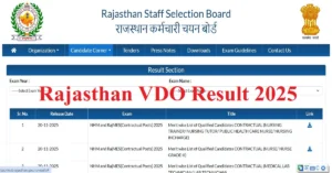 Rajasthan VDO Gram Vikas Adhikari Result 2025 यहां से चेक करें और PDF Download करें