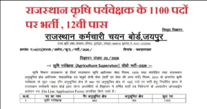 Agriculture Supervisor Vacancy 2026: Notification, Form Date and Exam Date