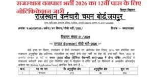 Rajasthan Vanpal सीधी भर्ती 2026 के 259 पदों पर नोटिफिकेशन जारी